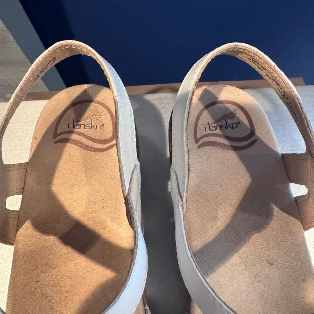 Dansko White Leather Season Sandals with Contoured Footbed - Picture 3 of 9